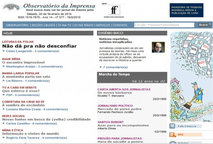 Homepage Observatorio da Imprensa (Snapshot)